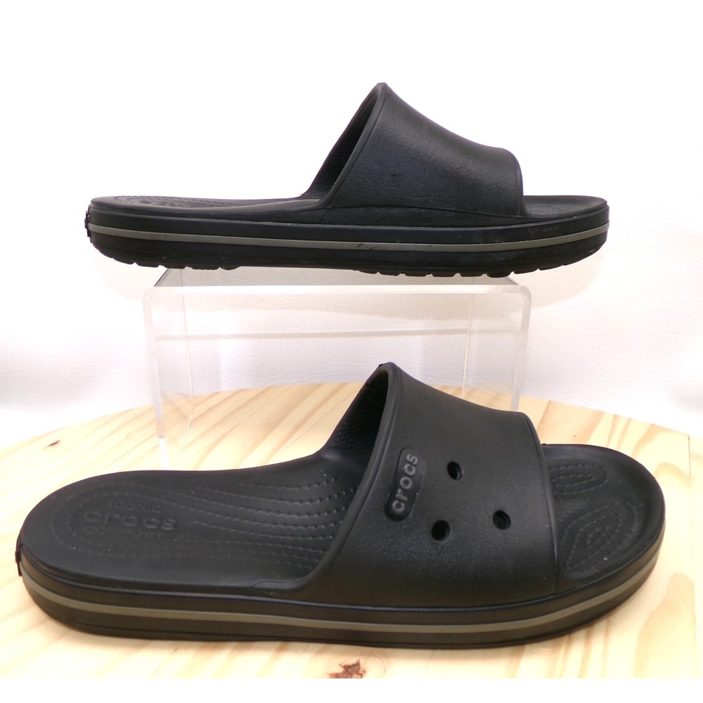 Crocs Crocband III Slide Sandals Men 10 Womens 12 Slip On Black Iconic Comfort